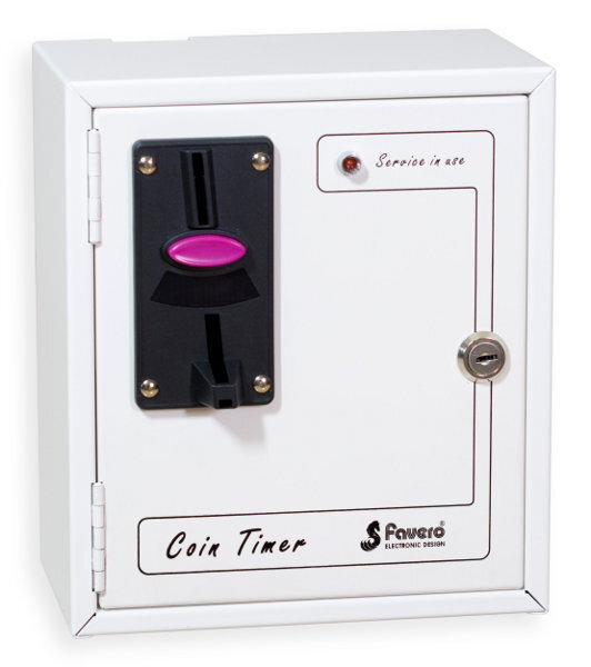 FAVERO Coin or token operated Acceptor for 1 pay timed service, Timer