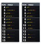 Statistics scoreboards, 2x12 players  (Fouls),statistics panels,Basketball scoreboards
