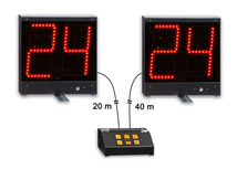 Anzeigetafeln fr 24 Sekunden Basketball, Ein Paar 24s + Konsole-Das System KIT24s wurde zur Anzeige der 24-Sekunden Regel und des time-out beim Basketball entwickelt - Sportanzeigen